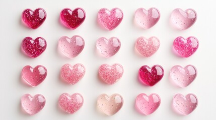 Obraz premium Set of pink hearts isolated on white background