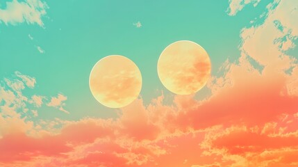 A surreal summer sky with two overlapping suns.