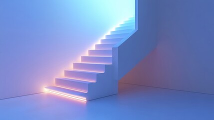 Obraz premium Modern staircase illuminated with colorful lights.