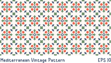 Vintage Pattern, Tile Ethnic Pattern Vector Ceramic Floor Illustration Design Concept