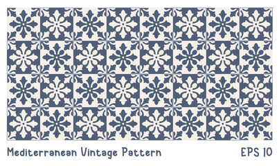 Vintage Pattern Vector, Mediterranean Tile Ethnic Pattern Vector Ceramic Floor Illustration Design Concept