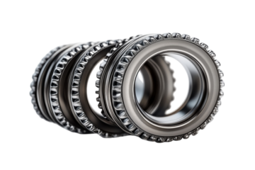 Precision-engineered Metal Rings Interlocked, Showcasing Intricate Detail And A Powerful Sense Of Industrial Strength Against A Stark Isolated on Transparent Background