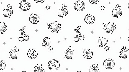 Doodle Style Casino Game Seamless Pattern