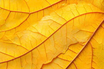Intricate Close-Up of Autumn Leaf Highlighting Xanthophyll Pigments and Natural Seasonal Changes