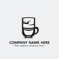 Cup illustration black and white for logo company vector image