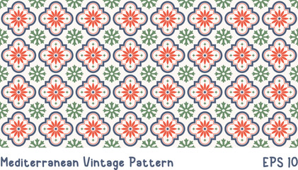 Vintage Seamless Pattern, Tile Ethnic Pattern Vector Ceramic Floor Illustration Design Concept
