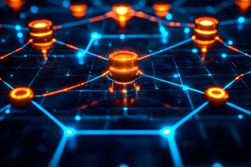Futuristic Digital Network with Glowing Connections for Technology Design