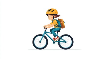 Obraz premium child riding a bike on white illustration