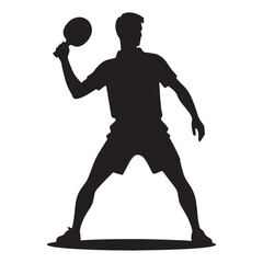 Silent Assassin Table Tennis Player silhouette, striking with precision - Table Tennis Player illustration - Minimalist Table Tennis Player vector - Tactical execution

