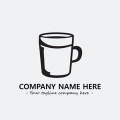 Cup illustration black and white for logo company vector image