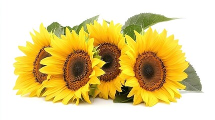 Fototapeta premium Set of Bright Sunflowers in Full Bloom