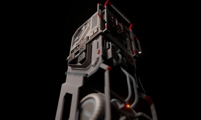 Computer military in room research technology 3d rendering wallpaper background