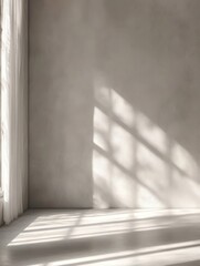 Obraz premium White wall with soft light streaks and shadow.