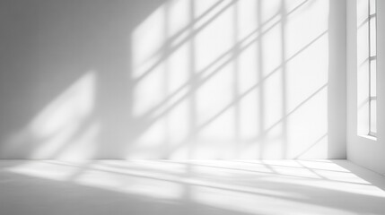 Obraz premium White wall with soft light streaks and shadow. illustration
