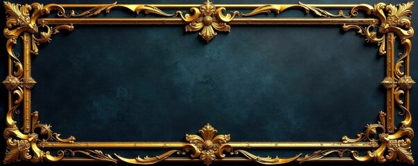 Intricately designed gold scroll frame featuring geometric motifs and ornate flourishes , gold scroll frame, ornate metalwork, classic scroll frames