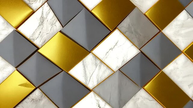 Gold, gray, marble tile pattern; modern wall decor