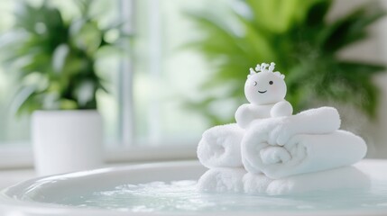 Whimsical white towels in a spa-like setting