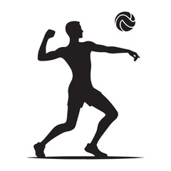 Agile Volleyball Player silhouette, diving for a last-minute save - Volleyball Player illustration - Minimalist Volleyball Player vector - Clutch performance

