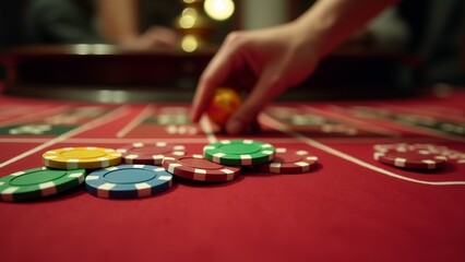 Fototapeta premium Roulette Table With Chips And Ball