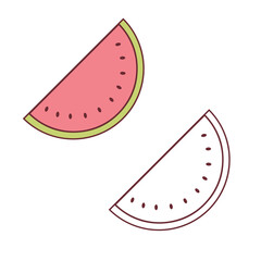 watermelon vector illustrations. simple design. outline line art. cartoon. easy to edit.