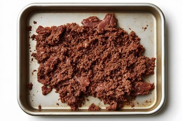 Ground Meat Mixture in Baking Tray, Raw Minced Beef, Food Preparation