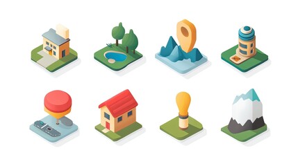 Exploring scenic landscapes iconic nature and architecture elements in a vibrant digital environment