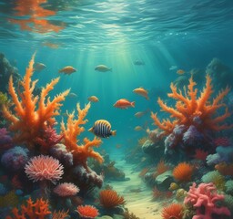 Obraz premium Illustration of underwater landscape.