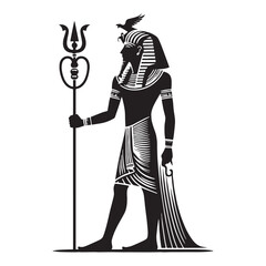 Sacred Pharaoh silhouette, worshipped as a god - Pharaoh illustration - Pharaoh vector - Egyptian ruler silhouette - Egyptian silhouette

