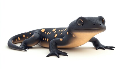 A 3D vector icon of a Hellbender salamander, isolated and stylized for visual impact. 