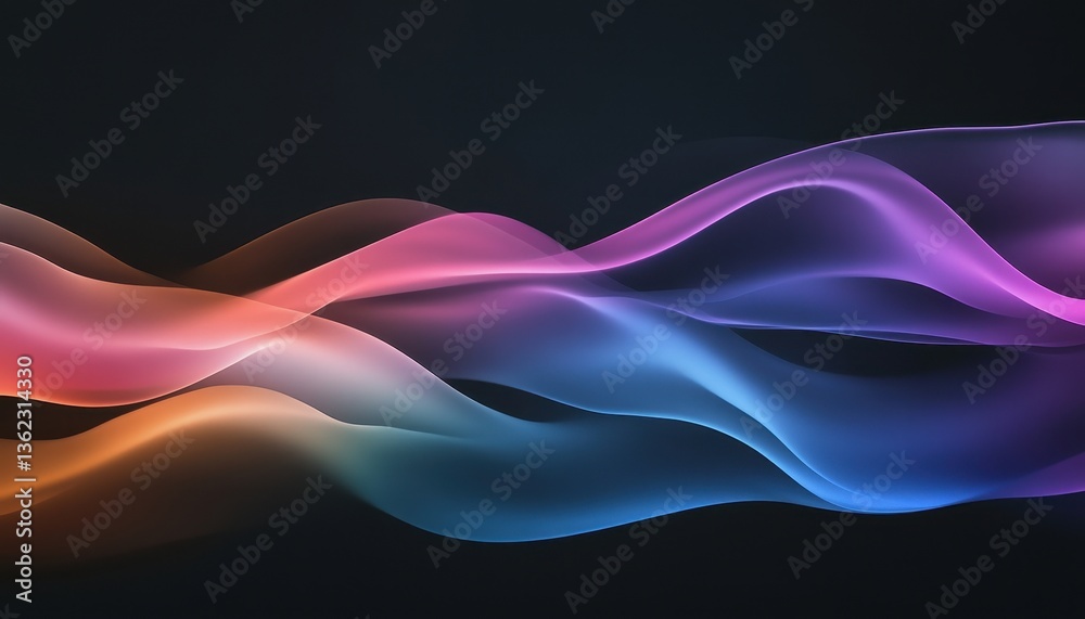 Aufkleber abstract colorful waves on dark background