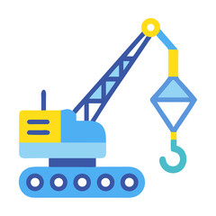 Fototapeta premium Colorful construction crane illustration with hook and tracks