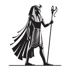 Gilded Pharaoh silhouette, a golden icon of power - Pharaoh illustration - Pharaoh vector - Egyptian ruler silhouette - Egyptian silhouette

