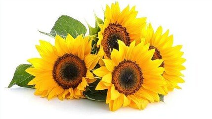 Fototapeta premium Collection of Sunflowers in Full Bloom, Isolated Clean White Background