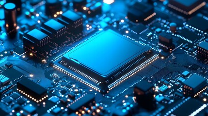 Obraz premium Closeup Circuit Board Technology Digital Microchip