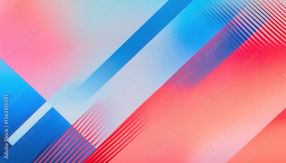 Poster Abstract Geometric Background with Diagonal Lines and Vibrant Pink and Blue Gradient