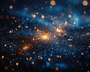 Obraz premium Cosmic scene with shimmering stars and glowing particles in deep space