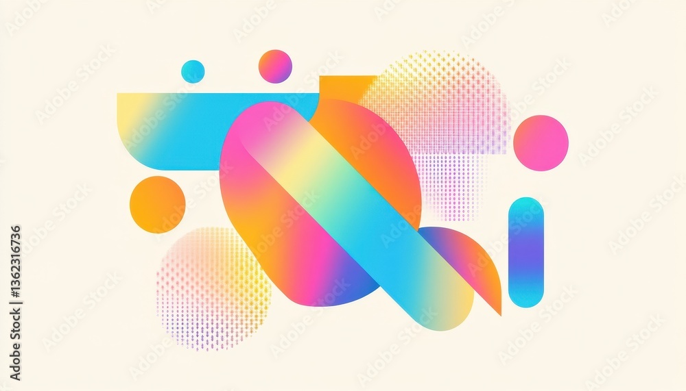 Poster Abstract Geometric Design with Vibrant Gradient Shapes and Colorful Background