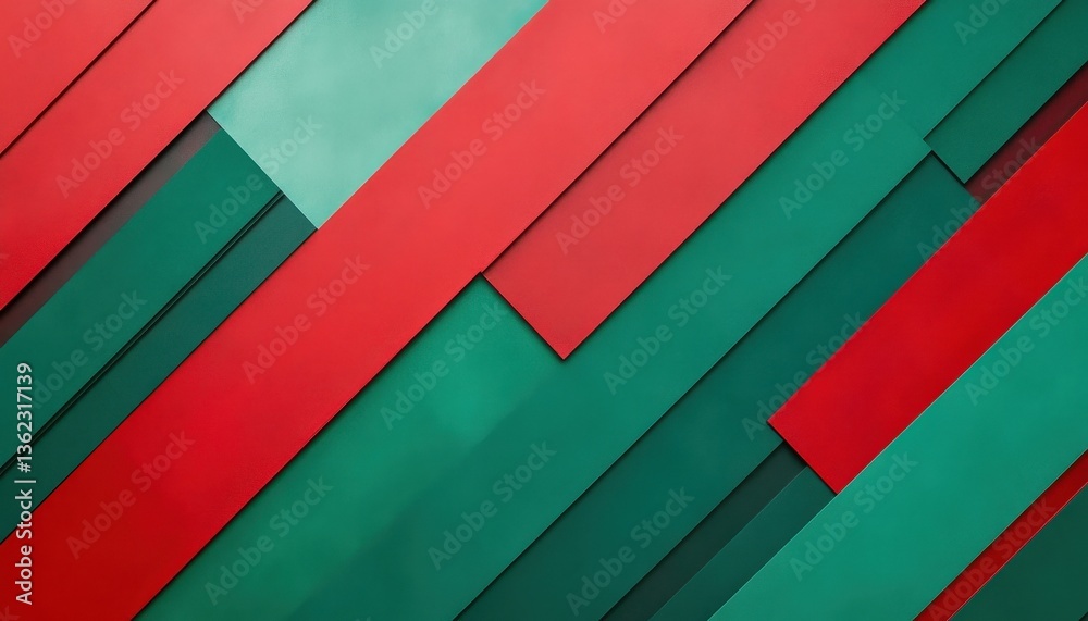 Poster Abstract Geometric Pattern with Red and Green Diagonal Stripes