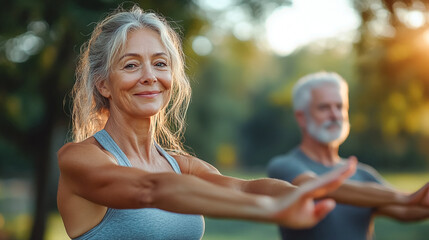 Senior woman doing sports outside, Healthy lifestyle, active retired life and sporty time.
