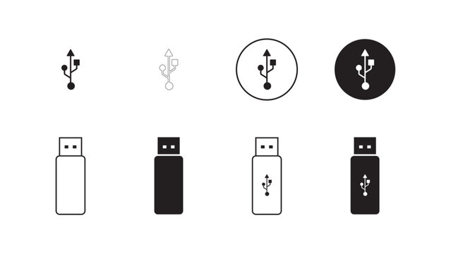 Usb icon set illustration. Flash disk icon set illustration.