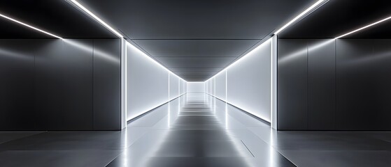 Futuristic Illuminated Corridor Modern Architecture Interior Design