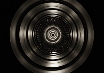 深みのある黒銀、幾重にも重なる円環が神秘的に輝く精密機械