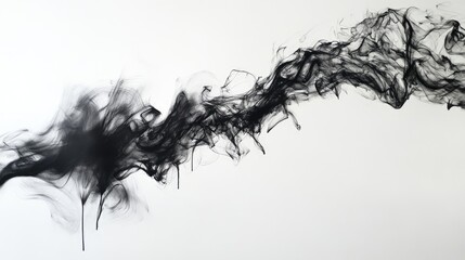 Fototapeta premium Abstract Black Smoke Flowing on White Background with Gradual Color Transition and Soft Edges in Artistic Style