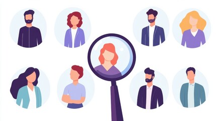Recruitment and headhunting agency, employment service icons set. Employees hiring. Candidates, career advice, executive jobs metaphors. Vector isolated concept metaphor illustrations