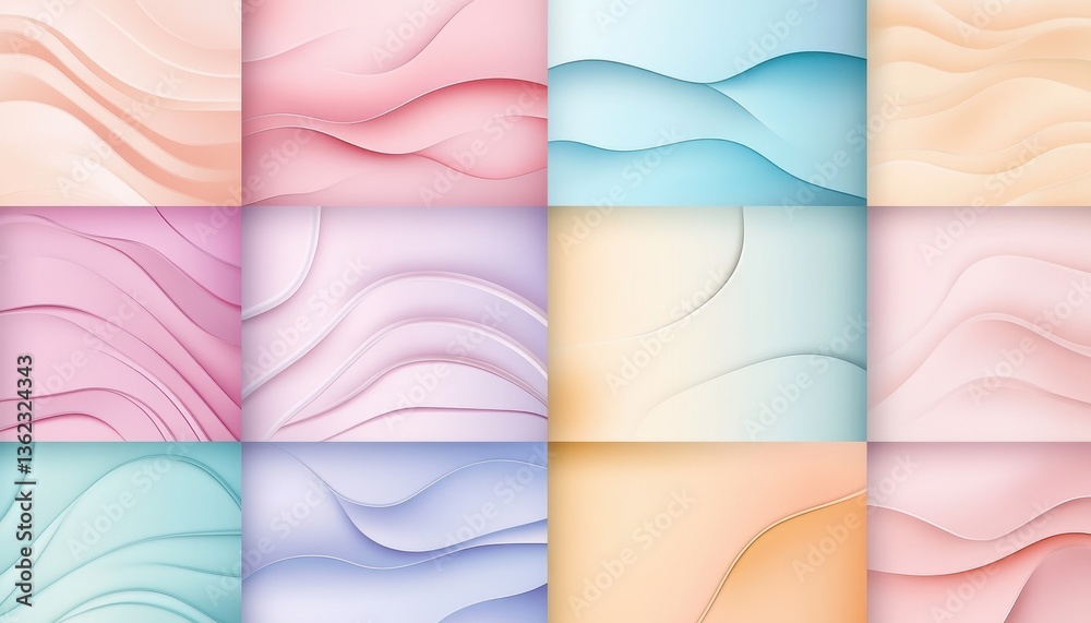 Aufkleber abstract pastel wave backgrounds soft color textures