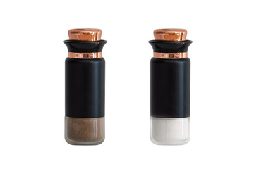 Pepper and salt shakers isolated on white background