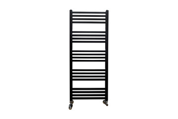 black heated towel rail isolated on white background