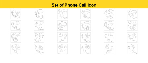 Set of Call Icon Line Art