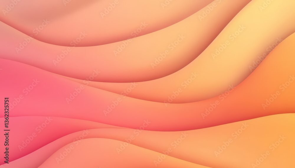 Aufkleber abstract pink orange yellow gradient background with smooth flowing waves