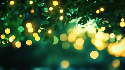 Beautiful bokeh background, city park with green natural bokeh lights. A digital background or element of graphics.